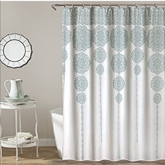 Lush Other - Lush Decor, Blue Stripe Medallion Shower Curtain